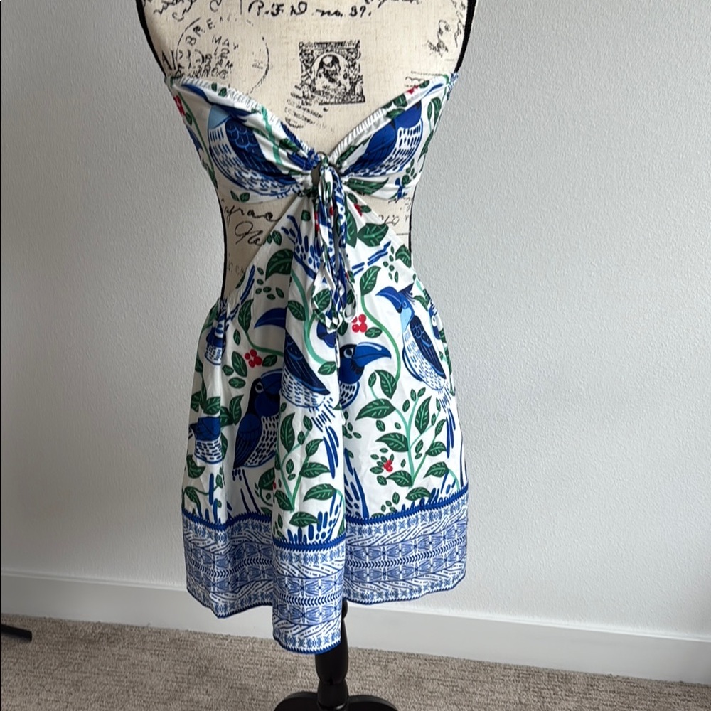 SHEIN Blue and Green Patterned Dress